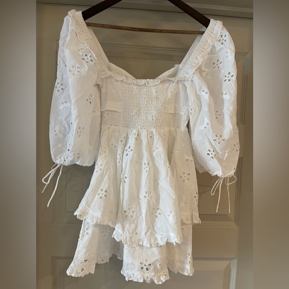 NWT For Love and Lemons Fletcher White Eyelet Butterfly Mini Dress - Picture 5 of 5